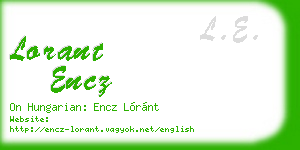 lorant encz business card