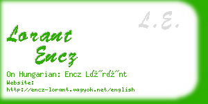 lorant encz business card